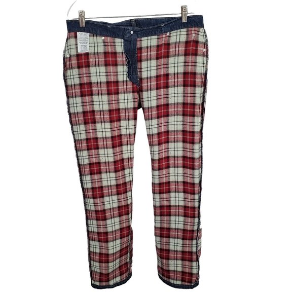 Cabela's Womens Size 12 Short Jeans Plaid Flannel Lined Denim - Picture 3 of 13